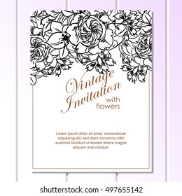 Romantic invitation. Wedding, marriage, bridal, birthday, Valentine's day.