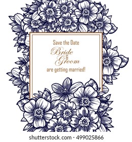 Romantic invitation. Wedding, marriage, bridal, birthday, Valentine's day.