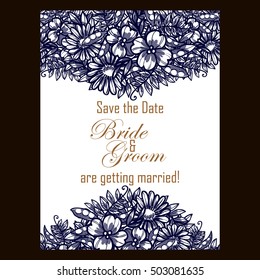 Romantic invitation. Wedding, marriage, bridal, birthday, Valentine's day.