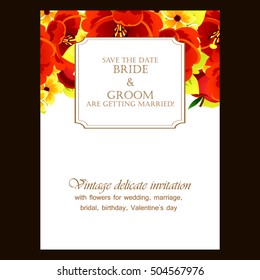 Romantic invitation. Wedding, marriage, bridal, birthday, Valentine's day.