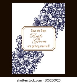 Romantic invitation. Wedding, marriage, bridal, birthday, Valentine's day.