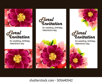 Romantic invitation. Wedding, marriage, bridal, birthday, Valentine's day.