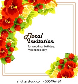 Romantic invitation. Wedding, marriage, bridal, birthday, Valentine's day.