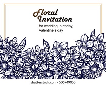 Romantic invitation. Wedding, marriage, bridal, birthday, Valentine's day.