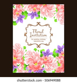 Romantic invitation. Wedding, marriage, bridal, birthday, Valentine's day.