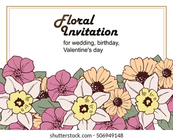 Romantic invitation. Wedding, marriage, bridal, birthday, Valentine's day.