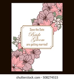 Romantic invitation. Wedding, marriage, bridal, birthday, Valentine's day.