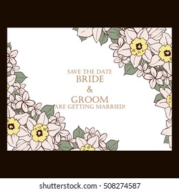Romantic invitation. Wedding, marriage, bridal, birthday, Valentine's day.