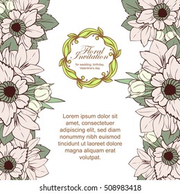 Romantic invitation. Wedding, marriage, bridal, birthday, Valentine's day.