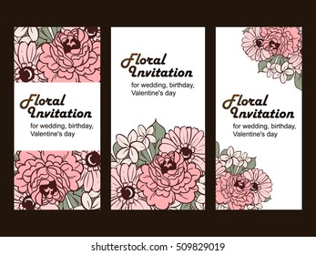 Romantic invitation. Wedding, marriage, bridal, birthday, Valentine's day.