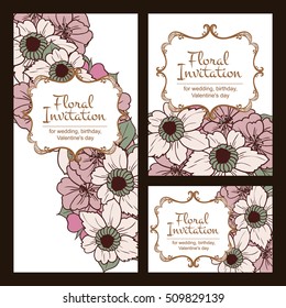 Romantic invitation. Wedding, marriage, bridal, birthday, Valentine's day.