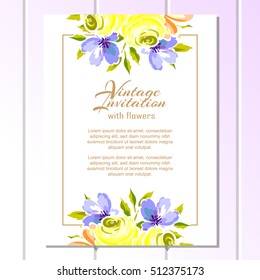 Romantic invitation. Wedding, marriage, bridal, birthday, Valentine's day.