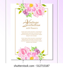 Romantic invitation. Wedding, marriage, bridal, birthday, Valentine's day.