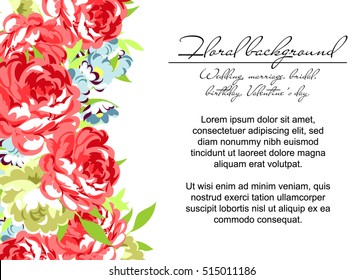 Romantic invitation. Wedding, marriage, bridal, birthday, Valentine's day.