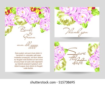 Romantic invitation. Wedding, marriage, bridal, birthday, Valentine's day.