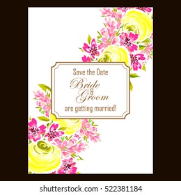 Romantic invitation. Wedding, marriage, bridal, birthday, Valentine's day.
