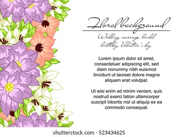 Romantic invitation. Wedding, marriage, bridal, birthday, Valentine's day.