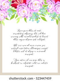 Romantic invitation. Wedding, marriage, bridal, birthday, Valentine's day.