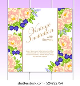 Romantic invitation. Wedding, marriage, bridal, birthday, Valentine's day.