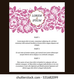 Romantic invitation. Wedding, marriage, bridal, birthday, Valentine's day.