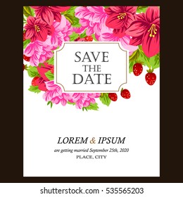 Romantic invitation. Wedding, marriage, bridal, birthday, Valentine's day.