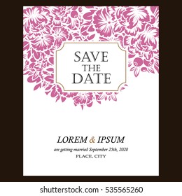 Romantic invitation. Wedding, marriage, bridal, birthday, Valentine's day.
