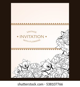 Romantic invitation. Wedding, marriage, bridal, birthday, Valentine's day.