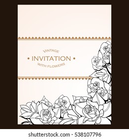 Romantic invitation. Wedding, marriage, bridal, birthday, Valentine's day.