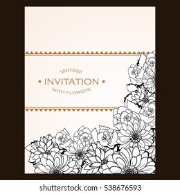 Romantic invitation. Wedding, marriage, bridal, birthday, Valentine's day.