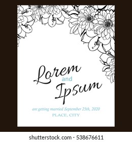 Romantic invitation. Wedding, marriage, bridal, birthday, Valentine's day.