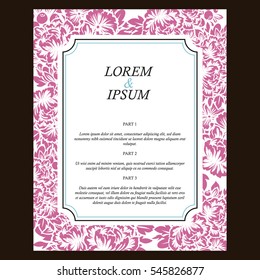 Romantic invitation. Wedding, marriage, bridal, birthday, Valentine's day.