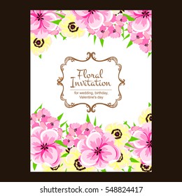 Romantic invitation. Wedding, marriage, bridal, birthday, Valentine's day.