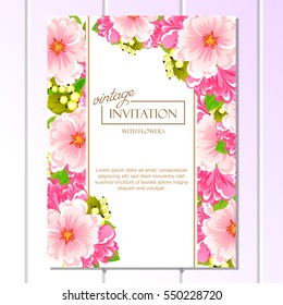 Romantic invitation. Wedding, marriage, bridal, birthday, Valentine's day.