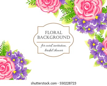 Romantic invitation. Wedding, marriage, bridal, birthday, Valentine's day.