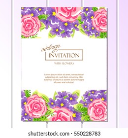 Romantic invitation. Wedding, marriage, bridal, birthday, Valentine's day.