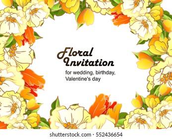 Romantic invitation. Wedding, marriage, bridal, birthday, Valentine's day.