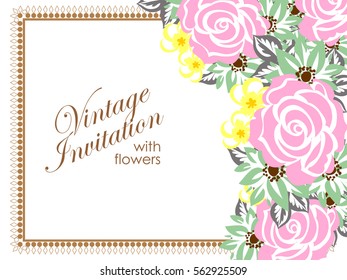 Romantic invitation. Wedding, marriage, bridal, birthday, Valentine's day.