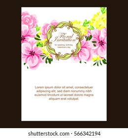 Romantic invitation. Wedding, marriage, bridal, birthday, Valentine's day.