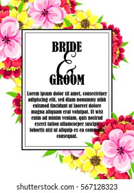 Romantic invitation. Wedding, marriage, bridal, birthday, Valentine's day.