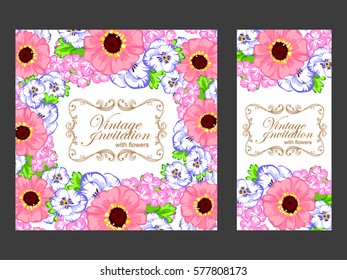 Romantic invitation. Wedding, marriage, bridal, birthday, Valentine's day.
