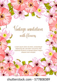 Romantic invitation. Wedding, marriage, bridal, birthday, Valentine's day.