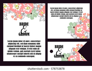 Romantic invitation. Wedding, marriage, bridal, birthday, Valentine's day.