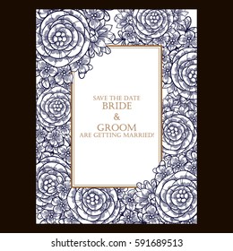 Romantic invitation. Wedding, marriage, bridal, birthday, Valentine's day.