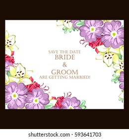 Romantic invitation. Wedding, marriage, bridal, birthday, Valentine's day.