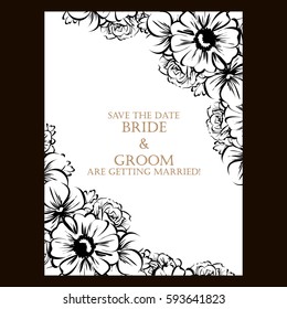 Romantic invitation. Wedding, marriage, bridal, birthday, Valentine's day.