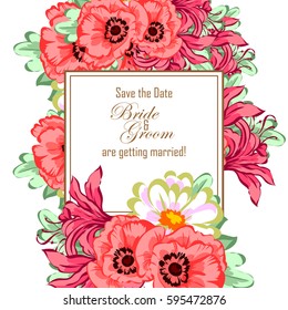 Romantic invitation. Wedding, marriage, bridal, birthday, Valentine's day.