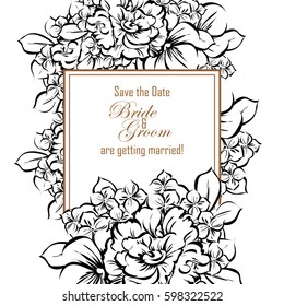 Romantic invitation. Wedding, marriage, bridal, birthday, Valentine's day.
