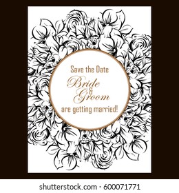Romantic invitation. Wedding, marriage, bridal, birthday, Valentine's day.