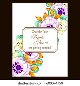 Romantic invitation. Wedding, marriage, bridal, birthday, Valentine's day.