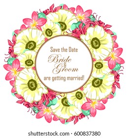 Romantic invitation. Wedding, marriage, bridal, birthday, Valentine's day.